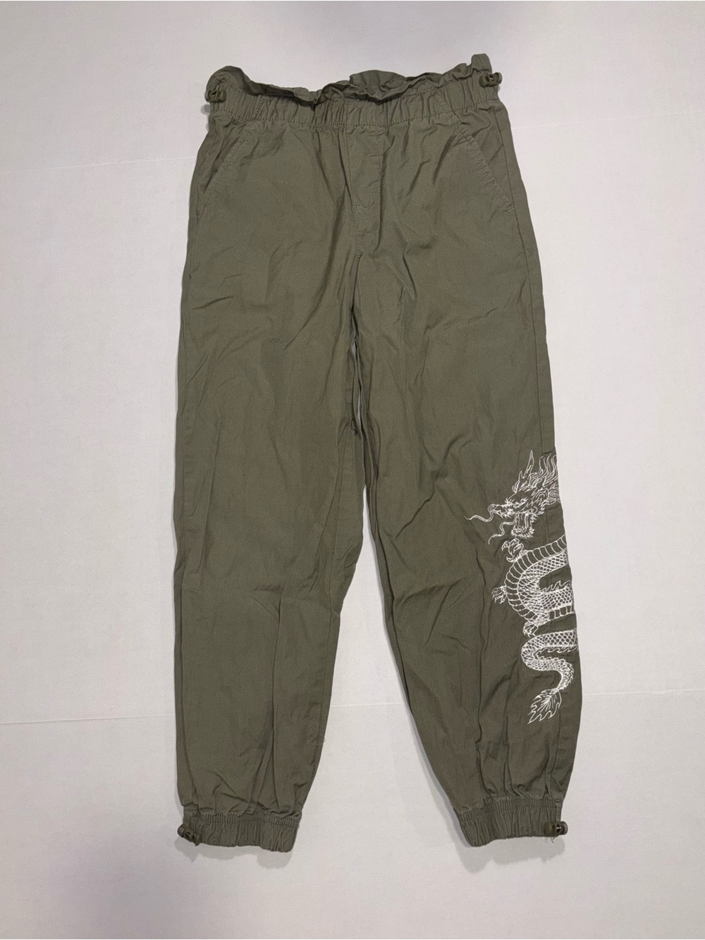Primark Cares Girls Green Dragon Jogger Pants Elastic Waist 9-10Y